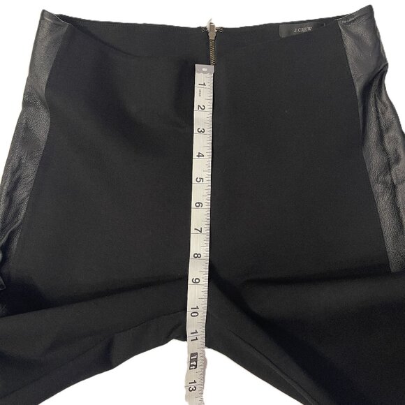 J Crew Pixie Pant Leggings Leather Tuxedo Stripe sz 6 Black Exposed Back Zipper - Picture 8 of 12
